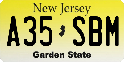 NJ license plate A35SBM