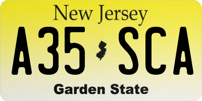 NJ license plate A35SCA