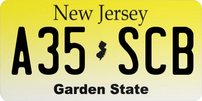 NJ license plate A35SCB
