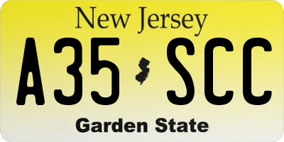 NJ license plate A35SCC