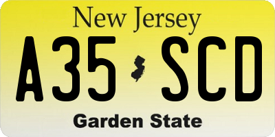 NJ license plate A35SCD