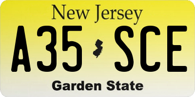 NJ license plate A35SCE
