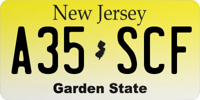NJ license plate A35SCF