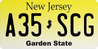 NJ license plate A35SCG