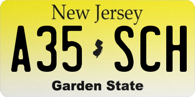 NJ license plate A35SCH