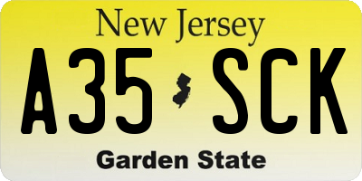 NJ license plate A35SCK