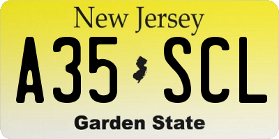 NJ license plate A35SCL