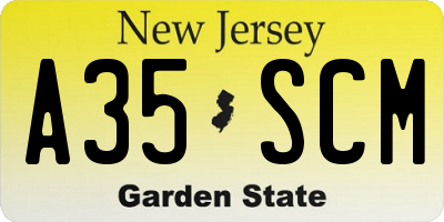 NJ license plate A35SCM