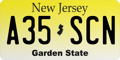 NJ license plate A35SCN