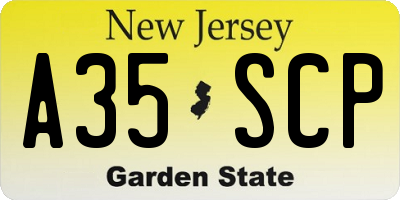 NJ license plate A35SCP