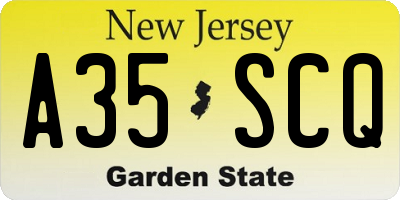 NJ license plate A35SCQ