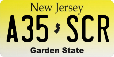 NJ license plate A35SCR