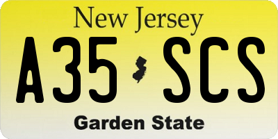 NJ license plate A35SCS