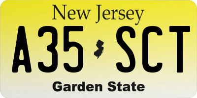 NJ license plate A35SCT