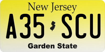 NJ license plate A35SCU