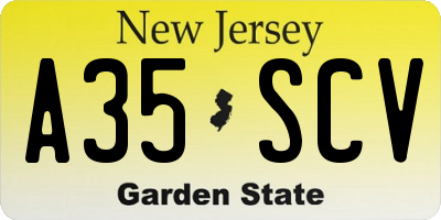 NJ license plate A35SCV