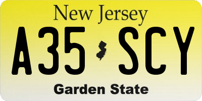 NJ license plate A35SCY