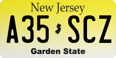 NJ license plate A35SCZ