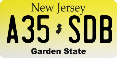 NJ license plate A35SDB