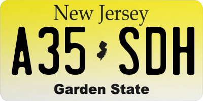 NJ license plate A35SDH