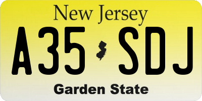 NJ license plate A35SDJ