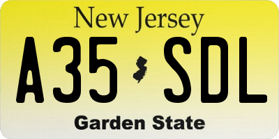 NJ license plate A35SDL