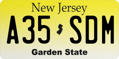 NJ license plate A35SDM
