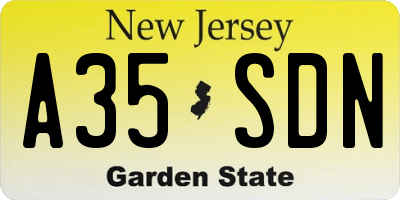 NJ license plate A35SDN