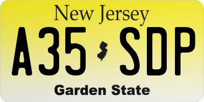 NJ license plate A35SDP