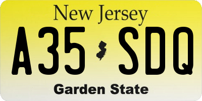 NJ license plate A35SDQ