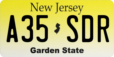 NJ license plate A35SDR