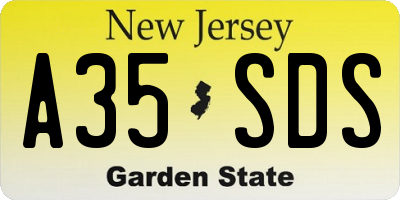 NJ license plate A35SDS