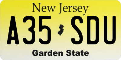 NJ license plate A35SDU