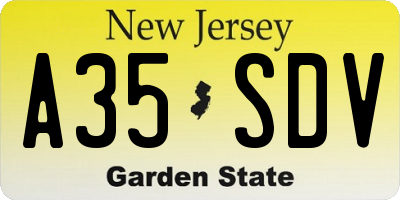 NJ license plate A35SDV
