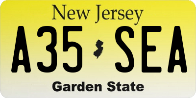 NJ license plate A35SEA
