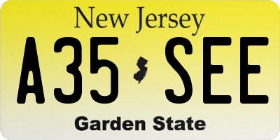 NJ license plate A35SEE