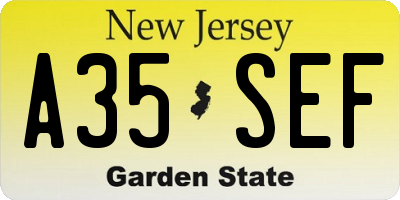 NJ license plate A35SEF