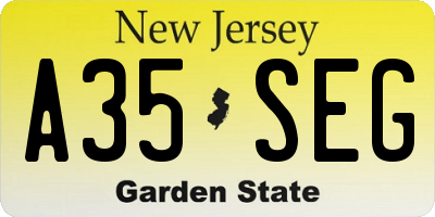 NJ license plate A35SEG