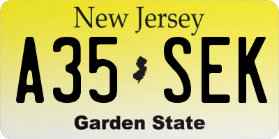NJ license plate A35SEK