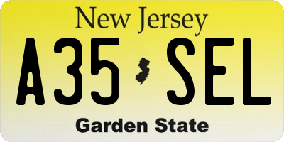 NJ license plate A35SEL