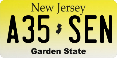 NJ license plate A35SEN
