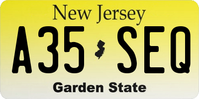 NJ license plate A35SEQ
