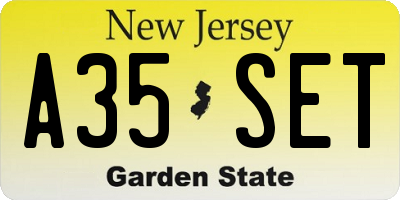 NJ license plate A35SET