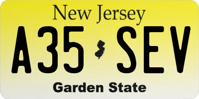 NJ license plate A35SEV