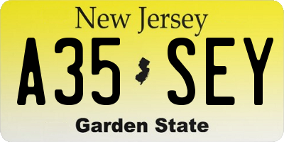 NJ license plate A35SEY