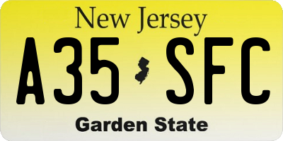 NJ license plate A35SFC