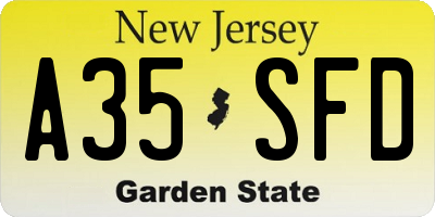 NJ license plate A35SFD