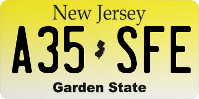 NJ license plate A35SFE