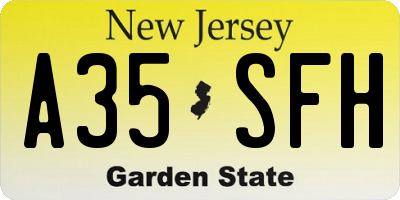 NJ license plate A35SFH