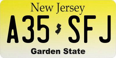 NJ license plate A35SFJ